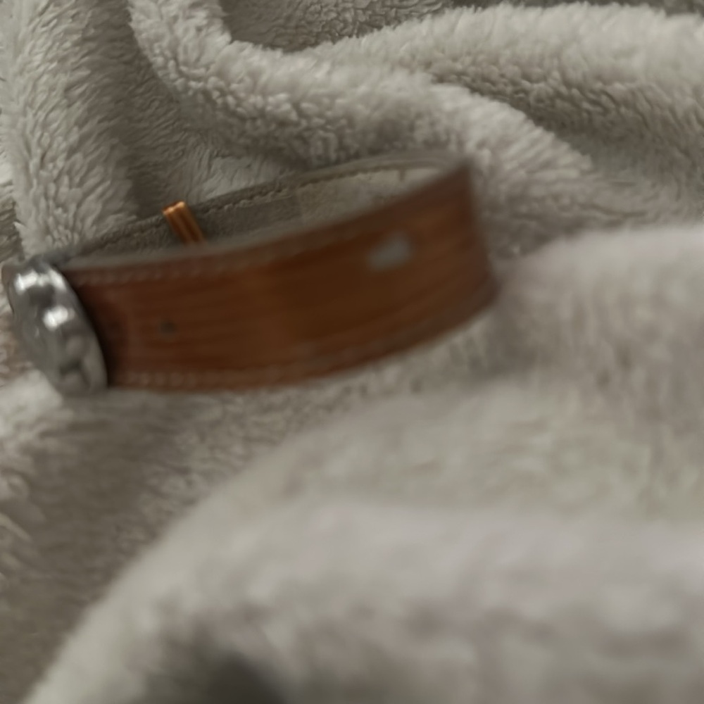 Louis Vuitton Brown Leather Bracelet with Silver Flower Clasp please see callout - Picture 2 of 2